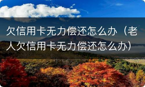 欠信用卡无力偿还怎么办（老人欠信用卡无力偿还怎么办）
