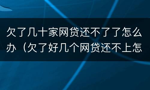 欠了几十家网贷还不了了怎么办（欠了好几个网贷还不上怎么办）