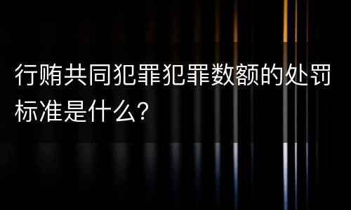 行贿共同犯罪犯罪数额的处罚标准是什么？