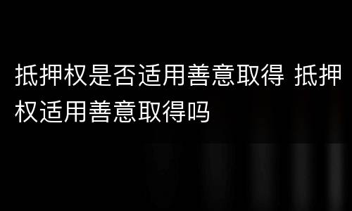 抵押权是否适用善意取得 抵押权适用善意取得吗