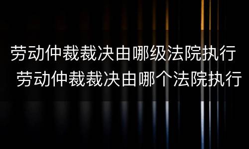 劳动仲裁裁决由哪级法院执行 劳动仲裁裁决由哪个法院执行