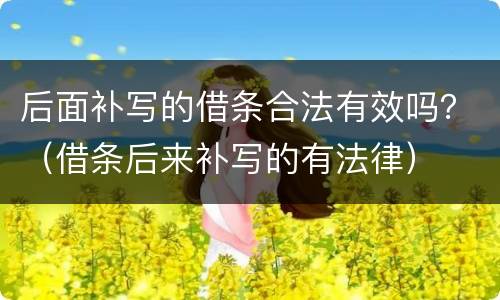 后面补写的借条合法有效吗？（借条后来补写的有法律）