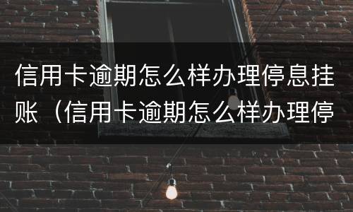 信用卡逾期怎么样办理停息挂账（信用卡逾期怎么样办理停息挂账手续）