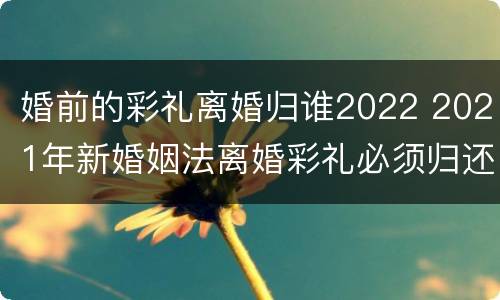 婚前的彩礼离婚归谁2022 2021年新婚姻法离婚彩礼必须归还