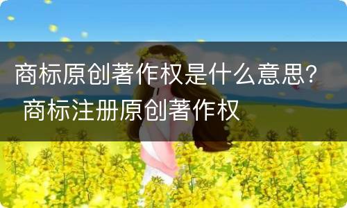 商标原创著作权是什么意思？ 商标注册原创著作权