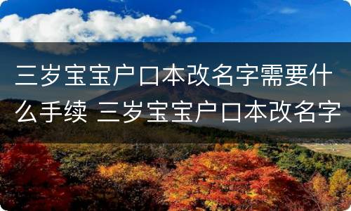 三岁宝宝户口本改名字需要什么手续 三岁宝宝户口本改名字流程