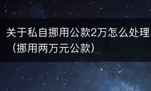 关于私自挪用公款2万怎么处理（挪用两万元公款）