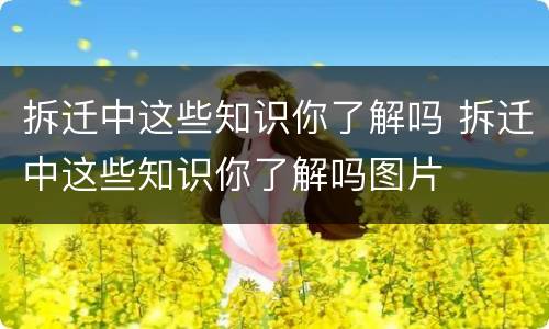 拆迁中这些知识你了解吗 拆迁中这些知识你了解吗图片