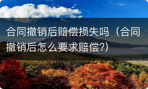 合同撤销后赔偿损失吗（合同撤销后怎么要求赔偿?）