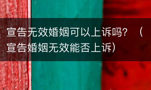 宣告无效婚姻可以上诉吗？（宣告婚姻无效能否上诉）