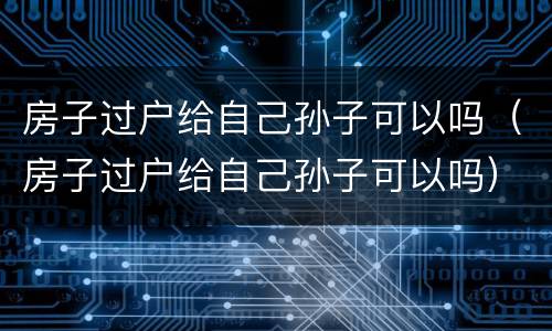 房子过户给自己孙子可以吗（房子过户给自己孙子可以吗）