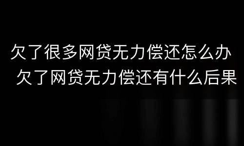 欠了很多网贷无力偿还怎么办 欠了网贷无力偿还有什么后果