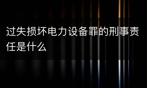 过失损坏电力设备罪的刑事责任是什么