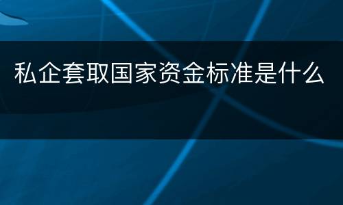 私企套取国家资金标准是什么