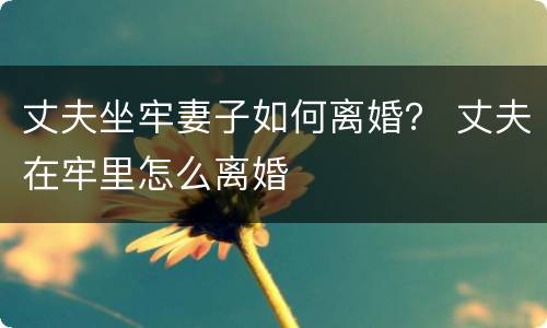 丈夫坐牢妻子如何离婚? 丈夫在牢里怎么离婚 丈夫坐牢妻子如何离婚? 丈夫在牢里怎么离婚