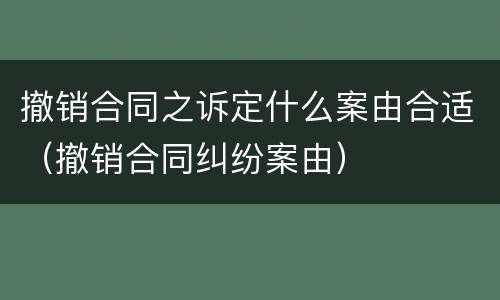撤销合同之诉定什么案由合适（撤销合同纠纷案由）