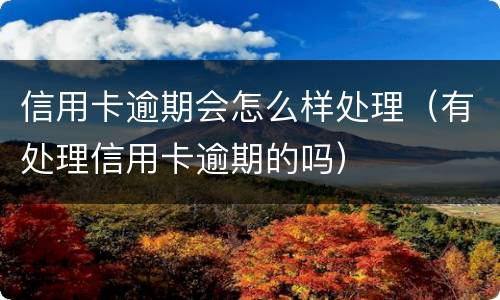 信用卡逾期会怎么样处理（有处理信用卡逾期的吗）