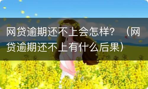 网贷逾期还不上会怎样？（网贷逾期还不上有什么后果）