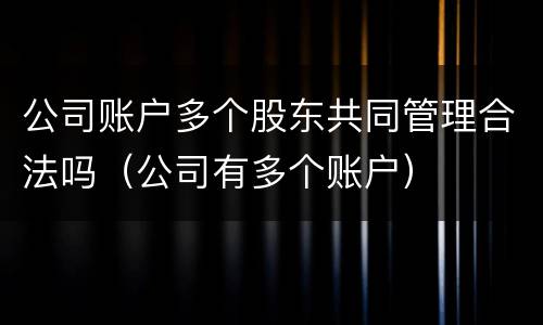 公司账户多个股东共同管理合法吗（公司有多个账户）