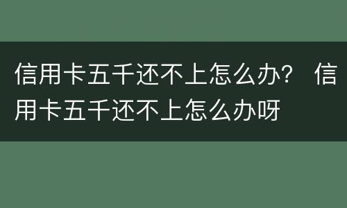 信用卡五千还不上怎么办？ 信用卡五千还不上怎么办呀