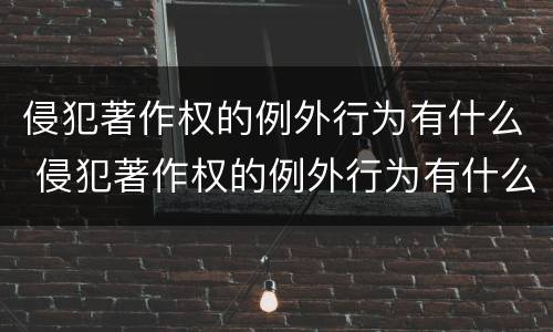 侵犯著作权的例外行为有什么 侵犯著作权的例外行为有什么特点