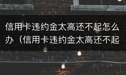 信用卡违约金太高还不起怎么办（信用卡违约金太高还不起怎么办呀）
