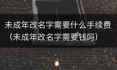 未成年改名字需要什么手续费（未成年改名字需要钱吗）