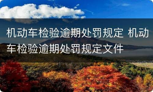 机动车检验逾期处罚规定 机动车检验逾期处罚规定文件