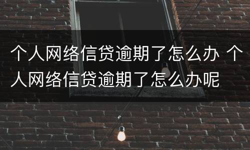个人网络信贷逾期了怎么办 个人网络信贷逾期了怎么办呢