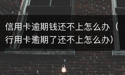 信用卡逾期钱还不上怎么办（行用卡逾期了还不上怎么办）