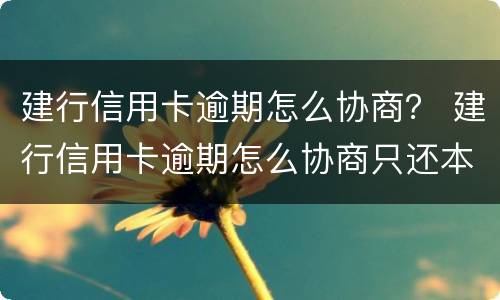 建行信用卡逾期怎么协商？ 建行信用卡逾期怎么协商只还本金