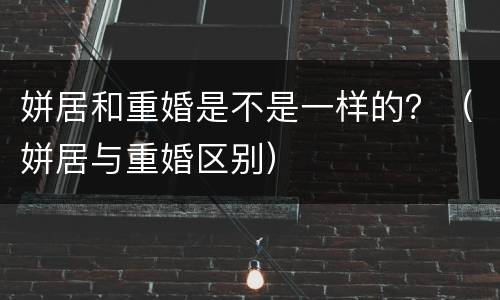 姘居和重婚是不是一样的？（姘居与重婚区别）