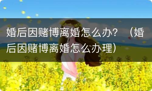 婚后因赌博离婚怎么办？（婚后因赌博离婚怎么办理）