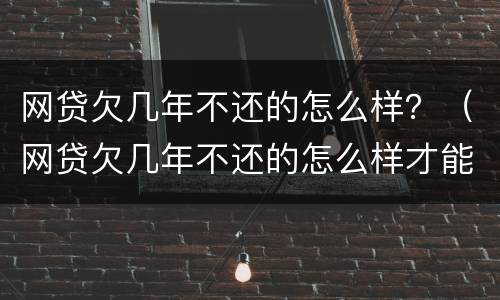网贷欠几年不还的怎么样？（网贷欠几年不还的怎么样才能起诉）