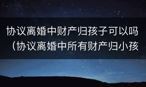 协议离婚中财产归孩子可以吗（协议离婚中所有财产归小孩所有怎么办）