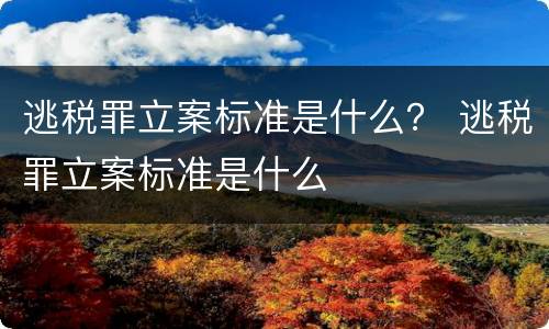 逃税罪立案标准是什么？ 逃税罪立案标准是什么