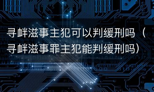 寻衅滋事主犯可以判缓刑吗（寻衅滋事罪主犯能判缓刑吗）