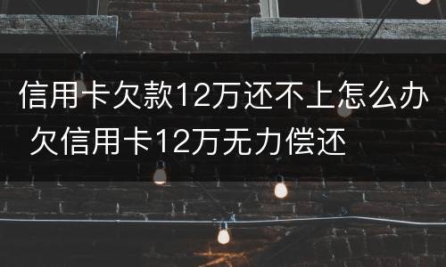 信用卡欠款12万还不上怎么办 欠信用卡12万无力偿还