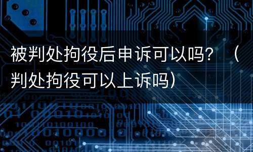 被判处拘役后申诉可以吗？（判处拘役可以上诉吗）