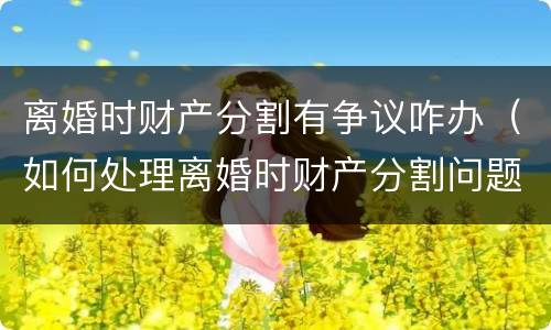 离婚时财产分割有争议咋办（如何处理离婚时财产分割问题）