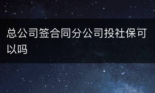 总公司签合同分公司投社保可以吗