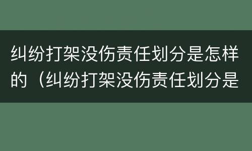 纠纷打架没伤责任划分是怎样的（纠纷打架没伤责任划分是怎样的行为）