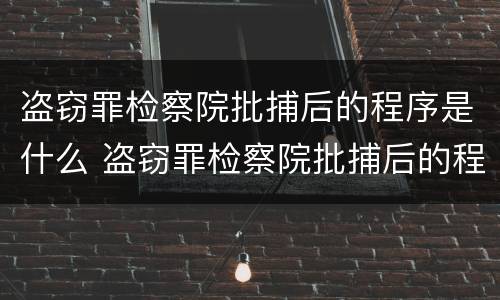 盗窃罪检察院批捕后的程序是什么 盗窃罪检察院批捕后的程序是什么意思