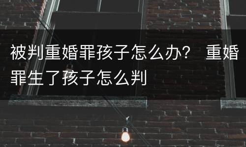 被判重婚罪孩子怎么办？ 重婚罪生了孩子怎么判