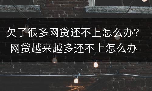 欠了很多网贷还不上怎么办？ 网贷越来越多还不上怎么办
