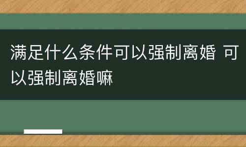 满足什么条件可以强制离婚 可以强制离婚嘛