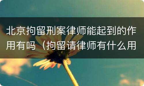 北京拘留刑案律师能起到的作用有吗（拘留请律师有什么用）