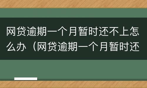 网贷逾期一个月暂时还不上怎么办（网贷逾期一个月暂时还不上怎么办）
