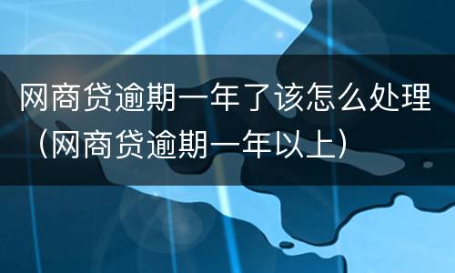 网商贷逾期一年了该怎么处理（网商贷逾期一年以上）