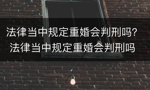 法律当中规定重婚会判刑吗？ 法律当中规定重婚会判刑吗